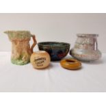 MIXED LOT OF CERAMICS including a Sylvac Ware vase modelled as a tree trunk house, Burleigh Ware