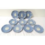 SELECTION OF WEDGWOOD JASPERWARE CHRISTMAS PLATES from 1971-2002 with a few years absent, 21cm and