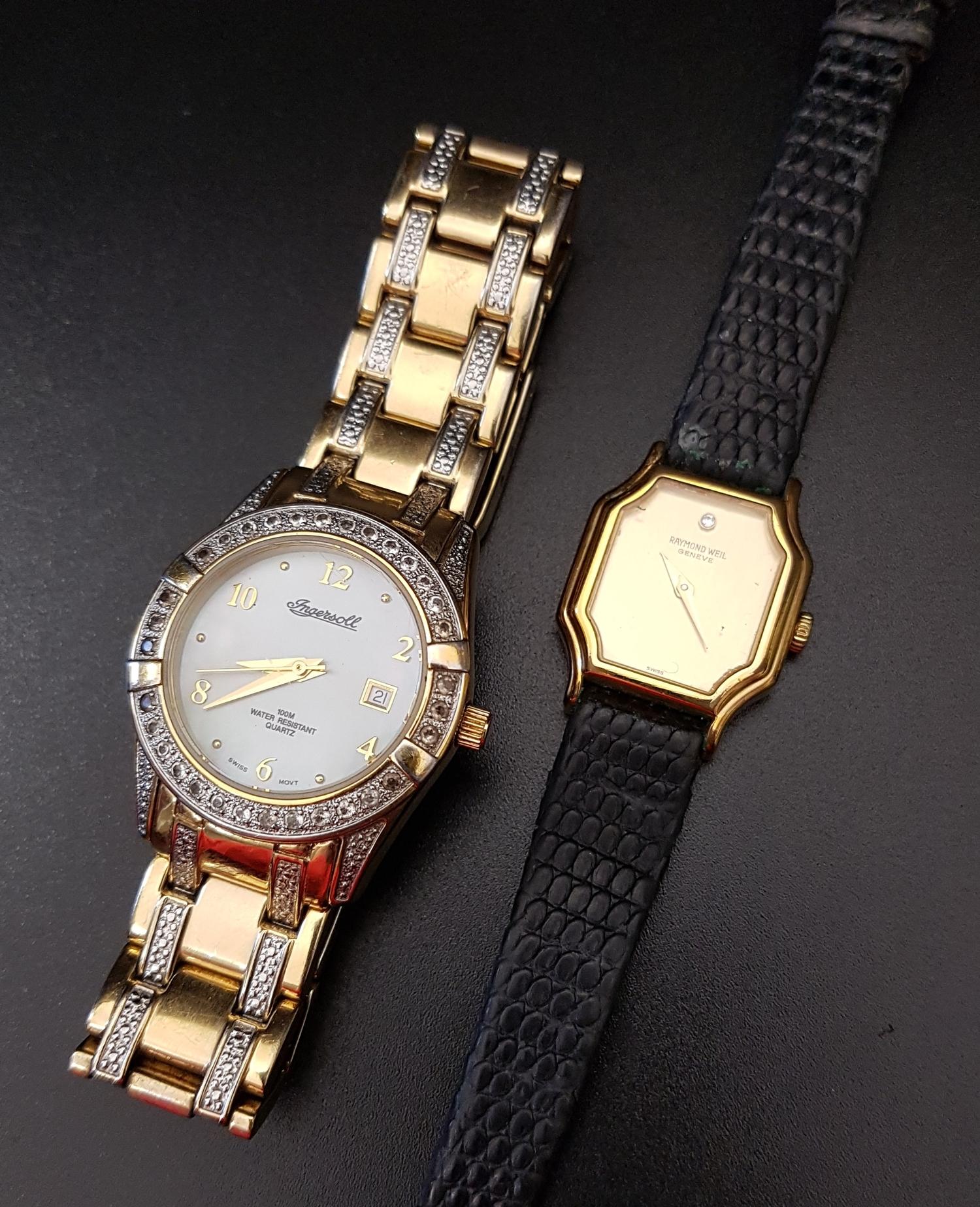 RAYMOND WEIL AND INGERSOLL GEMS WRISTWATCHES the ladies Raymond Weil wristwatch with gilt dial and