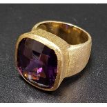 PURPLE CZ SET SILVER DRESS RING the ring with brushed gilt finish