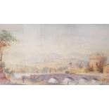 RICHARD CHANCELLOR Bridge across the water, watercolour, signed and dated 1873, 25.5cm x 49cm