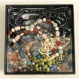 SELECTION OF SEMI PRECIOUS AND POLISHED AGATE NECKLACES AND BRACELETS to include pearl, amethyst,