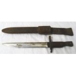 CANADIAN M1910 PATTERN ROSS RIFLE BAYONET with a 25cm blade, the scabbard with internal frog