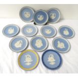 SELECTION OF WEDGWOOD JASPERWARE VALENTINE'S DAY PLATES from 1989-2000, some with certificates, 17cm