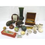 MIXED LOT OF COLLECTABLES including a boxed Echo mouth organ, a faux tortoiseshell desk calendar,