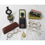 SMALL SELECTION OF COLLECTABLES including a 1940 MKII military compass; a pair of Crystar opera