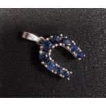 GRADUATED SAPPHIRE HORSESHOE BROOCH in eight carat white gold