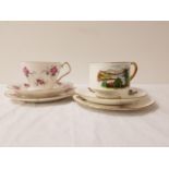 SIX WINDSOR PORCELAIN TRIO TEA SETS comprising a tea cup and saucer and tea plate, transfer