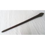 ABORIGINAL NAIL HEAD CLUB with nails applied to the bulbous head on a fluted shaft, 87.5cm long