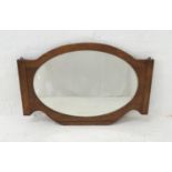 OAK OVAL WALL MIRROR in a shaped frame, originally from a dressing chest, 84cm wide