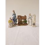 SELECTION OF FIGURINES including Florence Nightingale, coach and horses, two turtle doves and