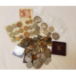 SELECTION OF BRITISH AND WORLD SILVER AND OTHER COINS the silver examples ranging from .500 - .925