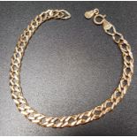 NINE CARAT GOLD DOUBLE CURB LINK BRACELET 20cm long and approximately 3.2 grams