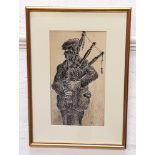 HARRY KEIR (Scottish 1902-1977) The Piper, pen and ink on paper, signed and dated '52, 31.5cm x 17.