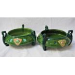 PAIR OF EICHWALD POTTERY BOWLS of circular form with floral decoration, each raised on shaped