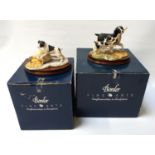 TWO BORDER FINE ARTS RESIN GROUPS depicting Springer Spaniel and Pup with plinth and Terrier Pup and