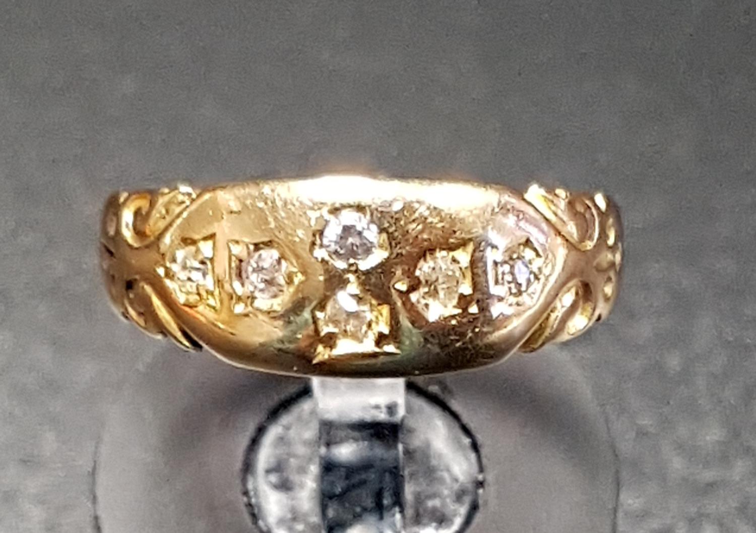 GYPSY STYLE DIAMOND CLUSTER RING on eighteen carat gold shank, ring size L and approximately 2.4