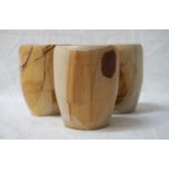SET OF TEN POLISHED STONE CUPS all in cream and brown tones with variegated finish (10)