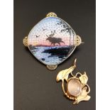 ART NOUVEAU STYLE MOONSTONE PENDANT the central oval cabochon opal surrounded by stylised leaves, in