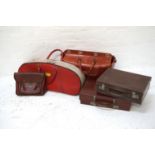 SELECTION OF FIVE BAGS comprising: Dunlop racket travel bag, faux leather holdall, two leather