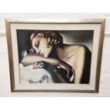 T. DE LEMPICKA (Polish 1898-1980) Resting lady, print, 58.5cm x 77.5cm