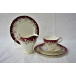 AYNSLEY PORCELAIN TEA SERVICE decorated in the Oak Leaf pattern, comprising cups and saucers, side