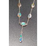 ATTRACTIVE BOULDER OPAL SET NECKLACE with an opal drop suspended from the necklace formed with