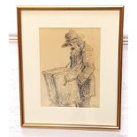 HARRY KEIR (Scottish 1902-1977) The Street Entertainer, pen and ink on paper, signed, 27.5cm x 20cm