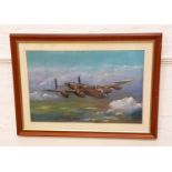 RAY SMITH Lancaster bomber, pastel, signed to front and verso, 45cm x 70cm