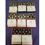 EIGHT ROYAL MINT UNITED KINGDOM PROOF COIN COLLECTIONS comprising 1983 x3, 1986 x3, and 1987 x2, all