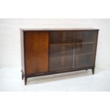 MCINTOSH BOW FRONT MAHOGANY SIDE CABINET with a door to one side with three internal shelves and a