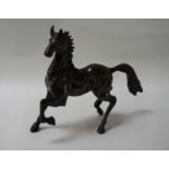 BRONZED MODEL OF PRANCING ARABIAN STALLION 27.5cm high