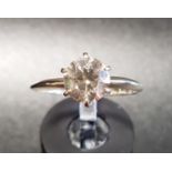 DIAMOND SOLITAIRE RING the round brilliant cut diamond approximately 1.5cts, on fourteen carat