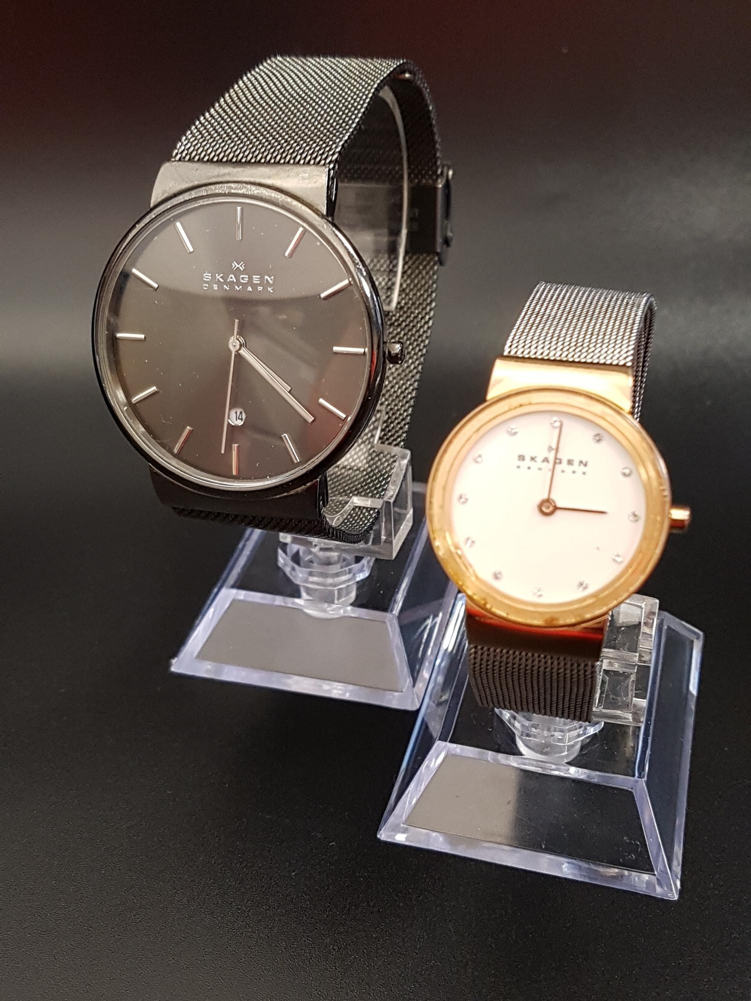 LADIES AND GENTLEMEN'S SKAGEN WRISTWATCHES the ladies Freja watch with white dial and crystal five