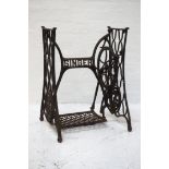 CAST IRON SINGER SEWING MACHINE TREADLE BASE lacking top and sewing machine, 71cm high