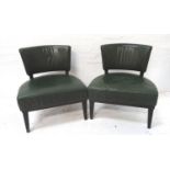 SET OF SIX ART DECO INFLUENCED SIDE CHAIRS with shaped backs with decorative stud detail above