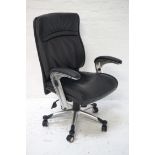 MODERN LEATHER EFFECT OFFICE CHAIR with adjustable back and arms, on castors
