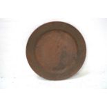 LARGE VINTAGE EASTERN COPPER CIRCULAR WALL PLAQUE with embossed decoration of flowers and motifs,