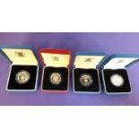 FIVE ROYAL MINT SILVER PROOF £1 COINS comprising a 1983 Piedfort, a standard 1983, 1985 x2 and 1986,