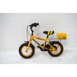 CHILD'S APOLLO DIGBY BMX STYLE BICYCLE in bright yellow with padding to the handlebar, front and