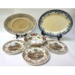 MIXED LOT OF VICTORIAN AND LATER PLATES including two Copeland Spode Byron plates, three red and