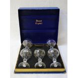 SET OF STUART CRYSTAL WINE GLASSES in a fitted box marked The Cunard Steamship Co. Ltd and