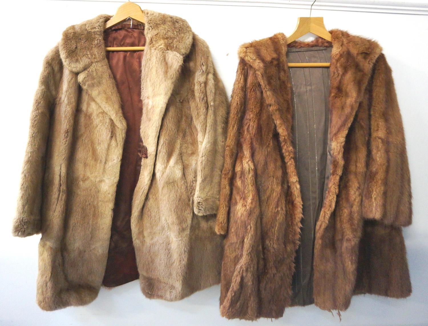 LADIES PALE BROWN MINK THREE QUARTER LENGTH JACKET with side pockets and lined interior; together