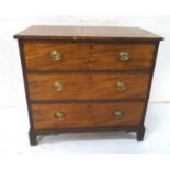 19th CENTURY MAHOGANY CHEST OF DRAWERS with rectangular moulded top above three long graduated and