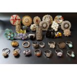 SELECTION OF COSTUME JEWELLERY RINGS of various sizes and designs, including stone and paste set