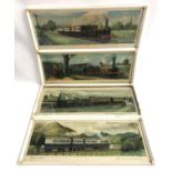 FOUR RAILWAY PRINTS BY C HAMILTON ELLIS all removed from LMS train carriages when they were scrapped
