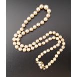 GRADUATED CULTURED PEARL NECKLACE with diamond and pearl set eighteen carat gold clasp,