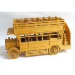 MATCHSTICK MODEL OF AN OPEN TOP BUS FROM THE 1900s 41.5cm long