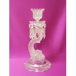 BACCARAT CRYSTAL CANDLESTICK in the form of a grotesque fish fashioned in opaque glass, with a