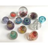 SELECTION OF VARIOUS GLASS PAPERWEIGHTS of various designs including millefiori and bubble (12)